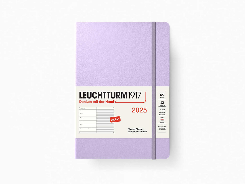 2025 Leuchtturm 1917 Weekly Planner & Notebook - LILAC Hardcover, Ruled Pages