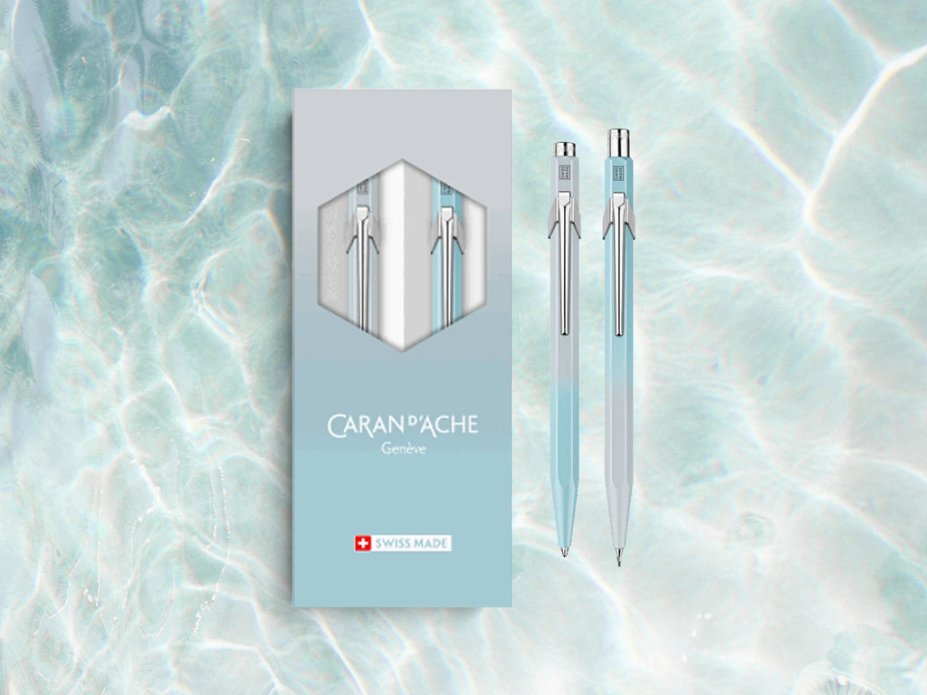 Caran D'Ache 849 Ballpoint Pen and Mechanical Pencil - Blue Lagoon Set