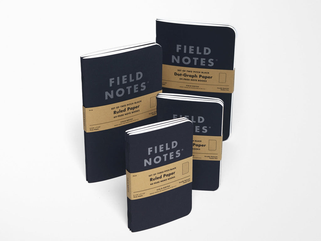 FIeld Notes Pitch Black Memo Book Set of 3