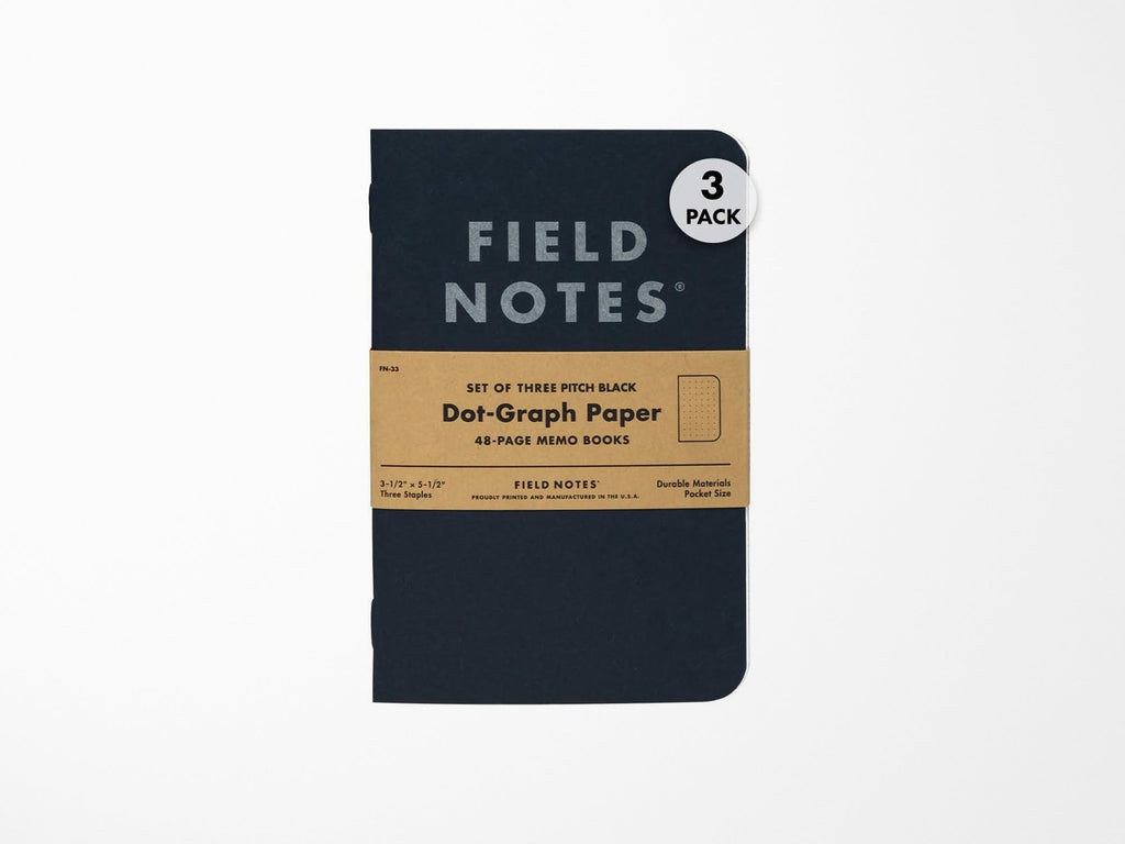 FIeld Notes Pitch Black Memo Book Set of 3