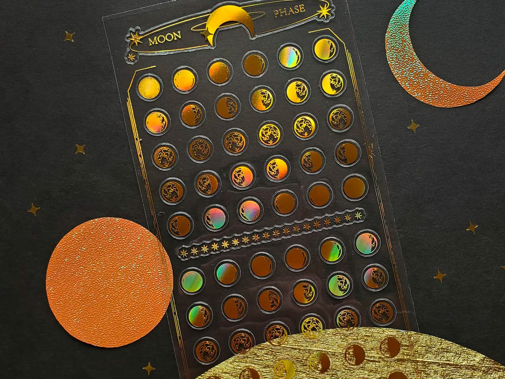 Golden Moon Phases Sticker Sheet