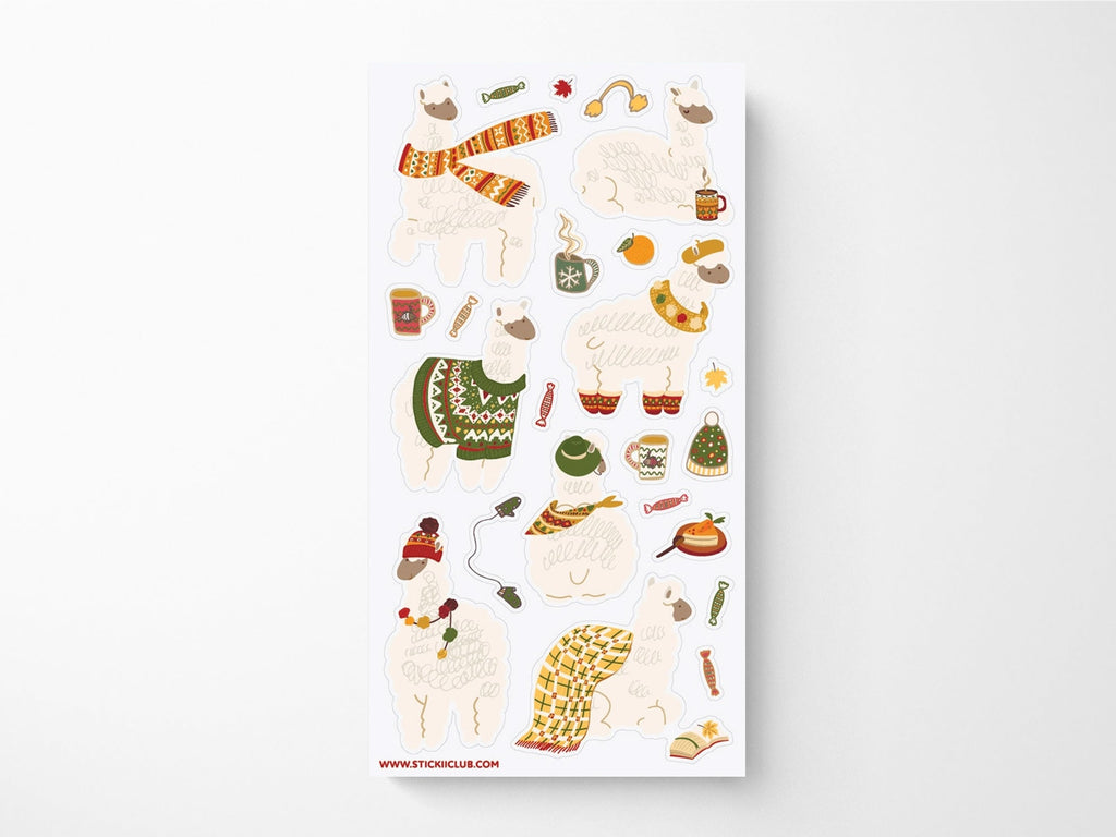 Lovely Winter Llamas Sticker Sheet