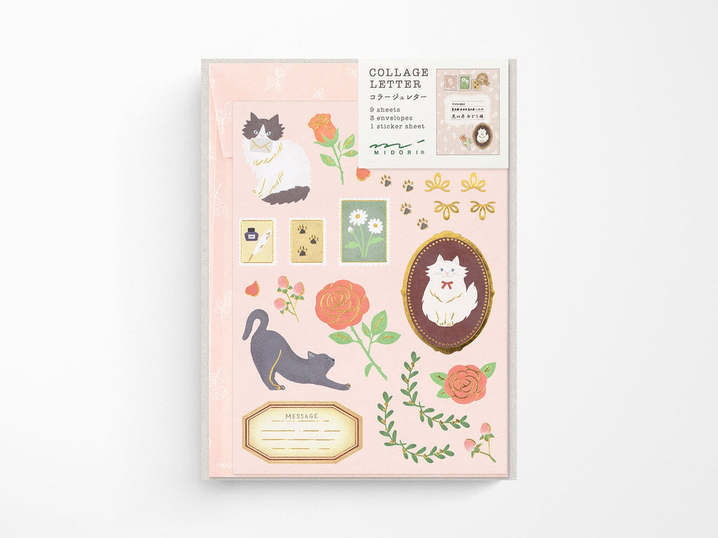 Midori Letter Set Collage Cat Pattern