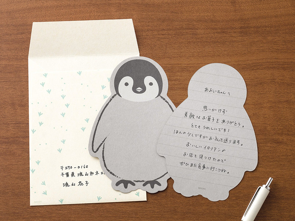 Midori Letter Set Die-Cut Penguin