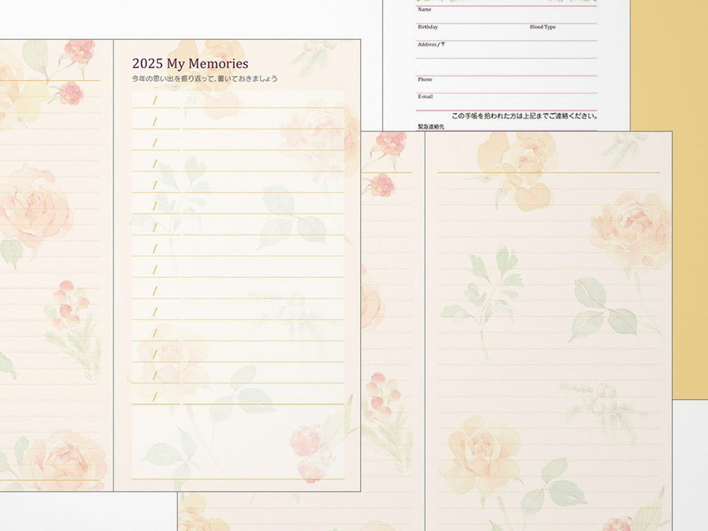 Midori Pocket Diary 2025 Slim - Country Time Flower