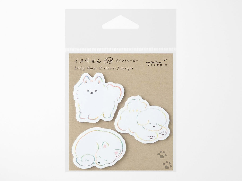 Midori Point Marker Sticky Notes - White Dogs