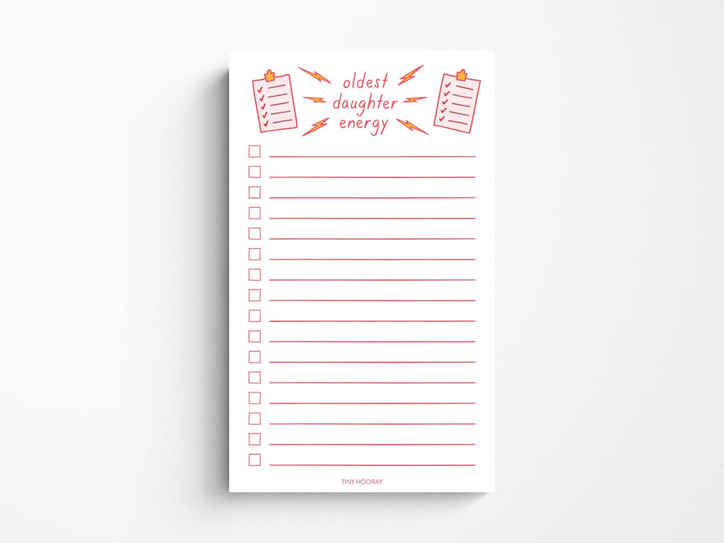 Oldest Daughter Energy Checklist Notepad