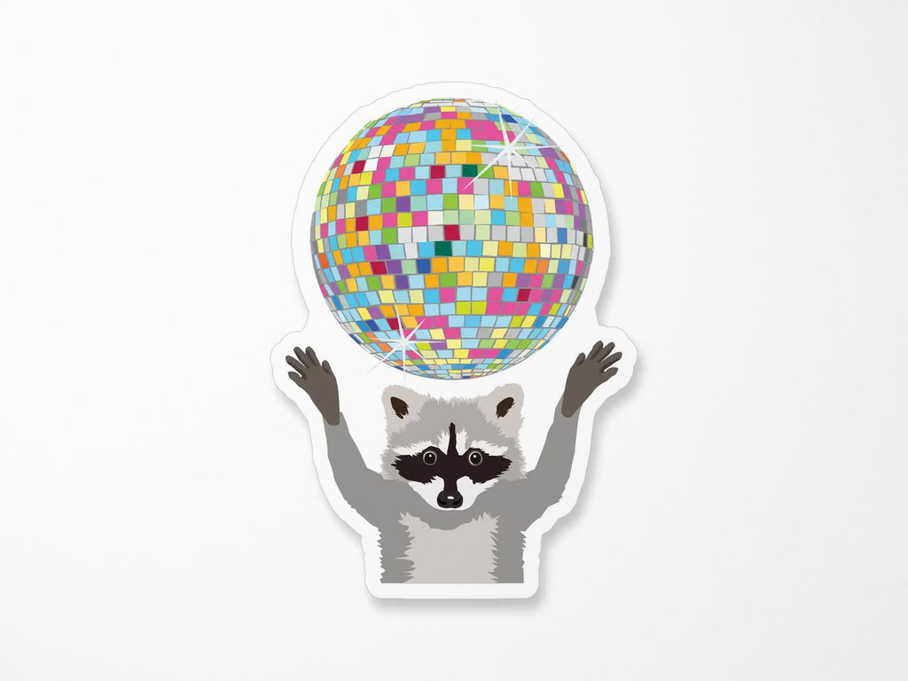 Raccoon with Mirrorball Vinyl Sticker