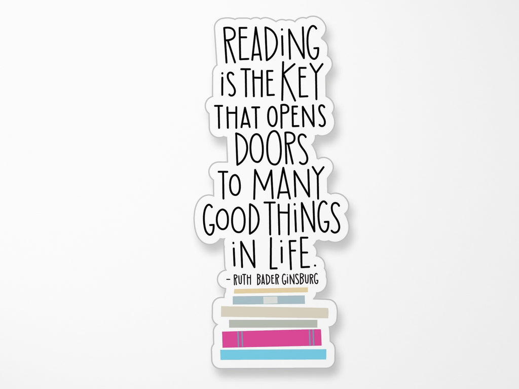 Ruth Bader Ginsburg Reading Is the Key Quote Vinyl Sticker