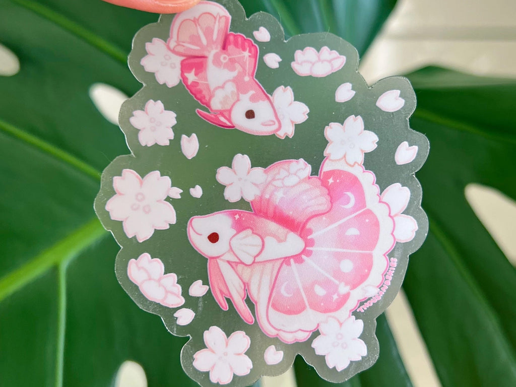 Sakura Half Moon Betta Vinyl Sticker