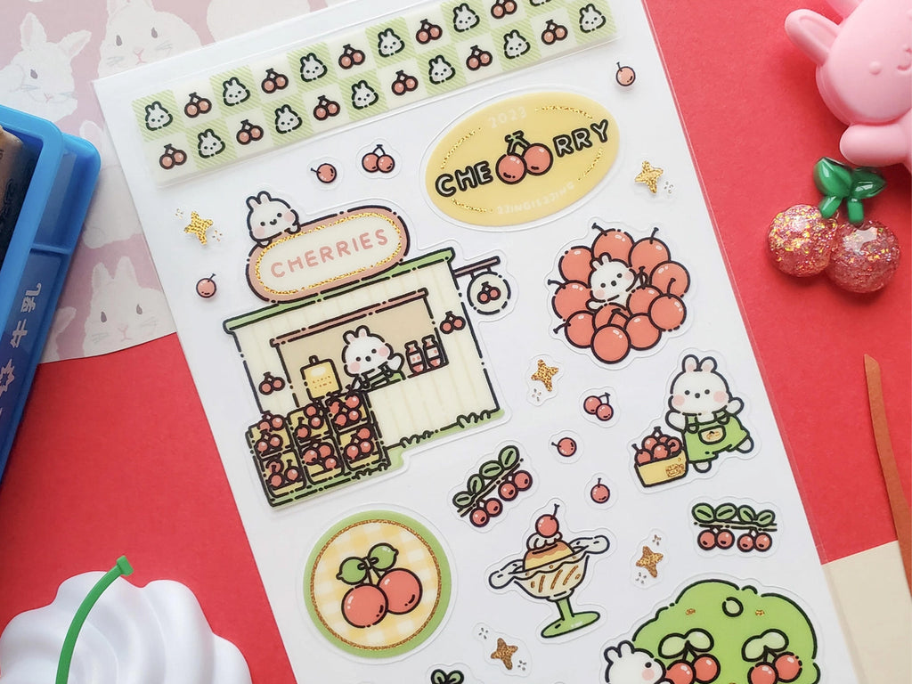 Sweet Cherry Stand Sticker Sheet