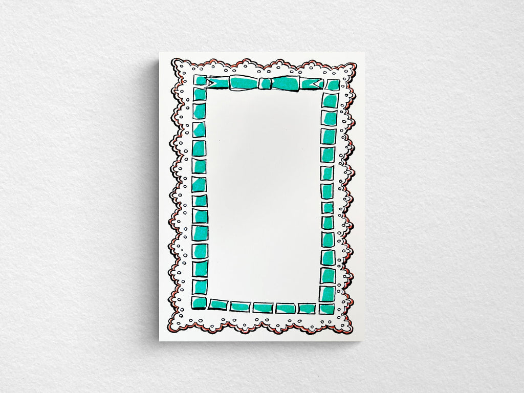 Turquoise Lace Frame Flat Notecards Set of 8