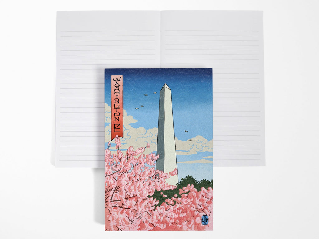 Washington Monument Cherry Blossoms Lay Flat Notebook