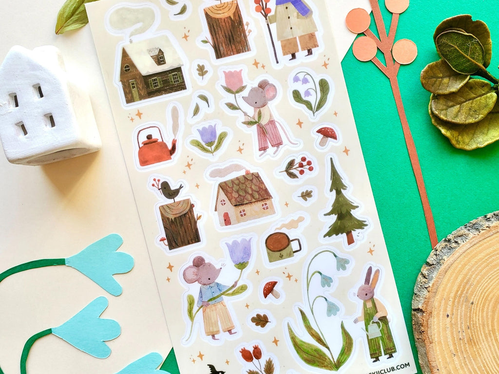 Woodsy Winter Mice Sticker Sheet