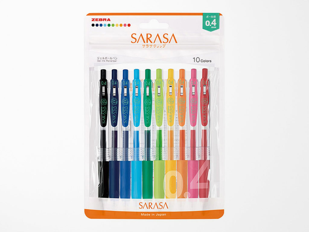 Zebra Sarasa Clip 0.4mm Gel Pens Set of 10