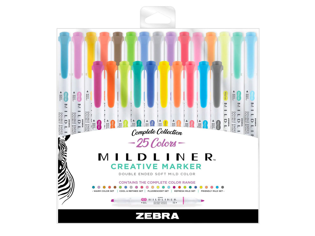 Mildliner Highlighter Double Ended Pens - Set of 25