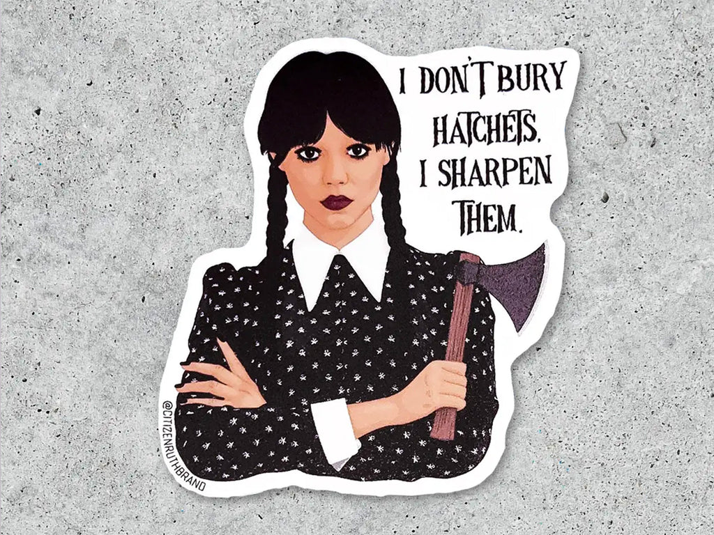 Wednesday Adams Hatchet Vinyl Sticker